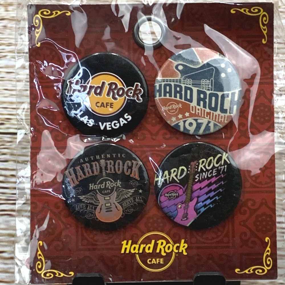 Hard Rock Cafe Las Vegas B0133-LVG Collectible Pin Button Set of‎ 4 New